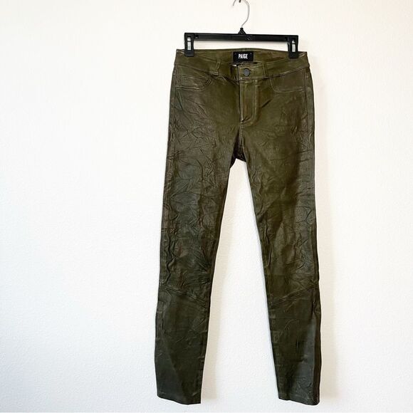 NWT PAIGE Verdugo Leather Skinny Pants Size 27 - Picture 1 of 5